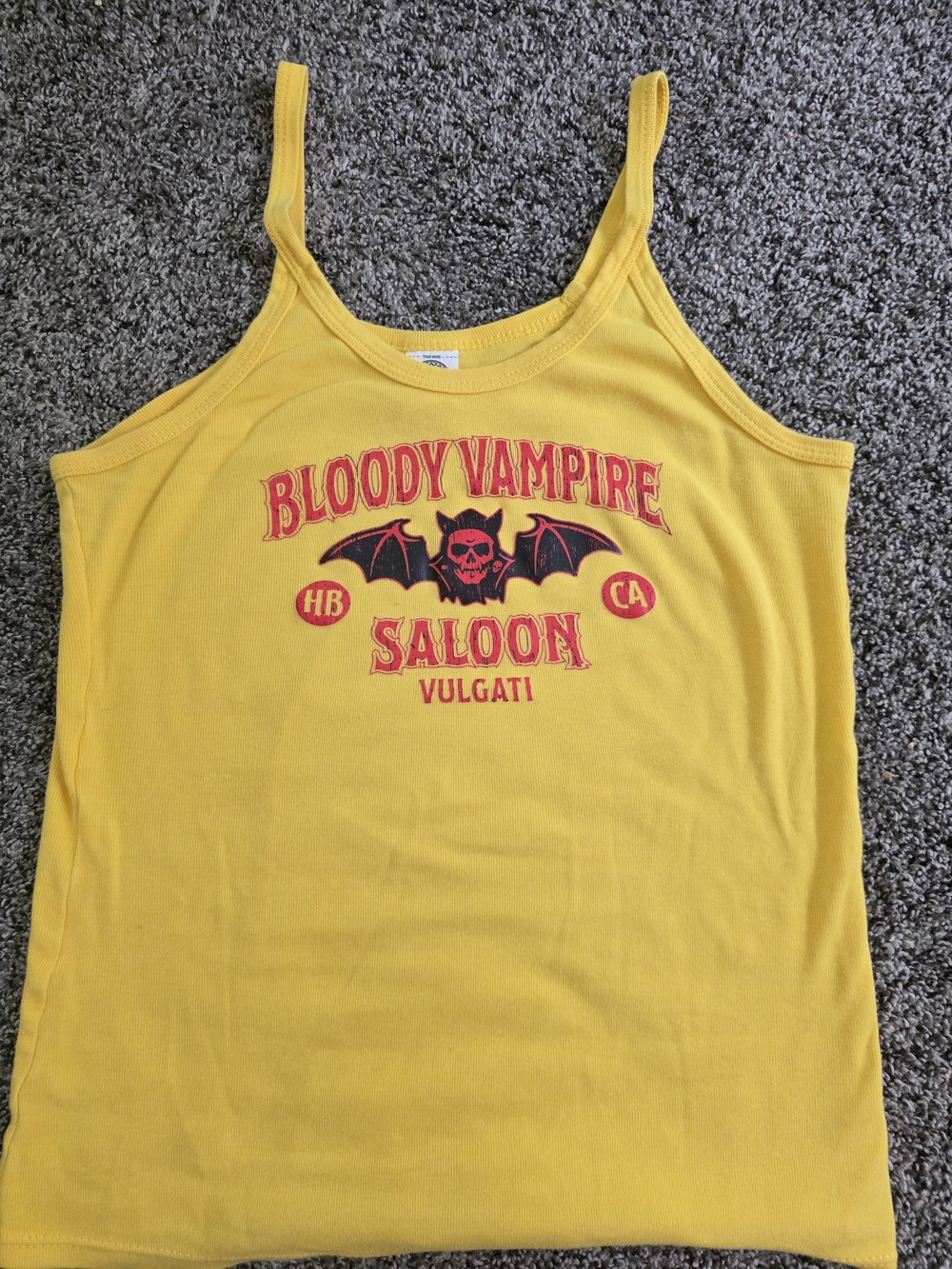 Yellow Graphic Vampire Saloon Tank Top